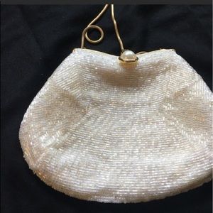 VTG White Beaded Clutch/Purse
